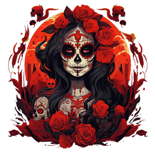 Koszulka męska biała w stylu meksykańskiego DIA DE MUERTOS - 2